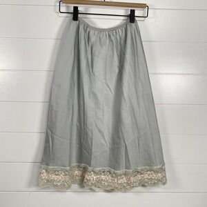 Xia Slip Skirt Womens Small Lace Trim Floral Satin Lingerie Made USA Vintage